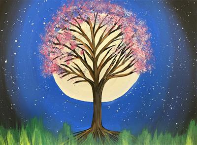 pink tree moon